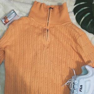 Peach knit zip neck sweater 🍑🥂